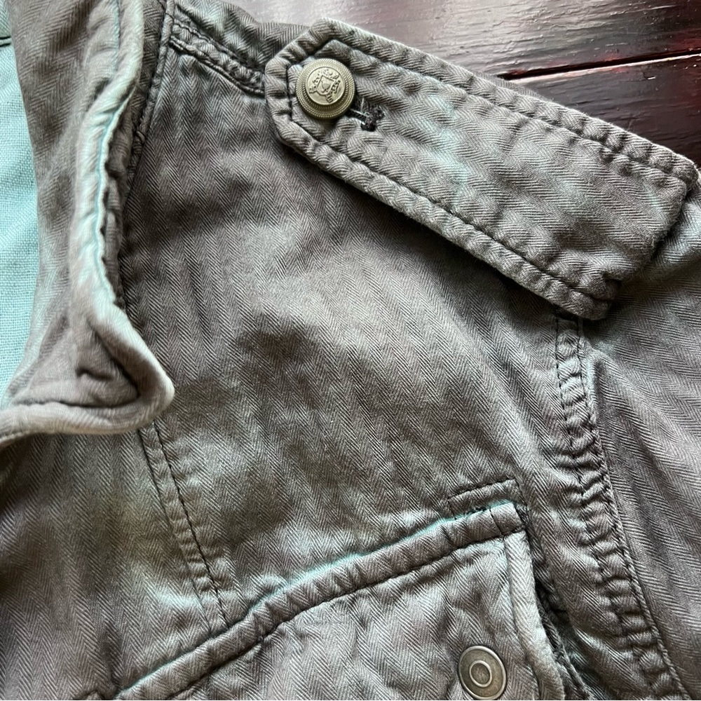 Free People Grunge Gray Military Style Jacket. Size L - Picture 7 of 10